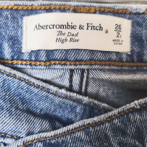 Abercrombie And Fitch The Dads High Rise Medium Wash Denim Jeans Size 26 - Picture 5 of 5